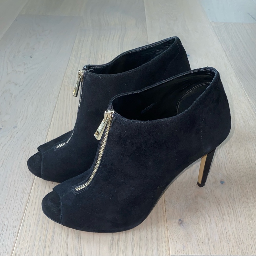 Ann Taylor Black Suede Zipper Bootie
